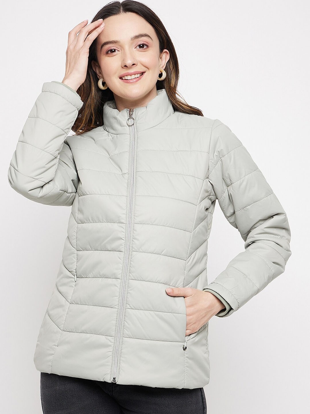 

Duke Stand Collar Padded Jacket, Green