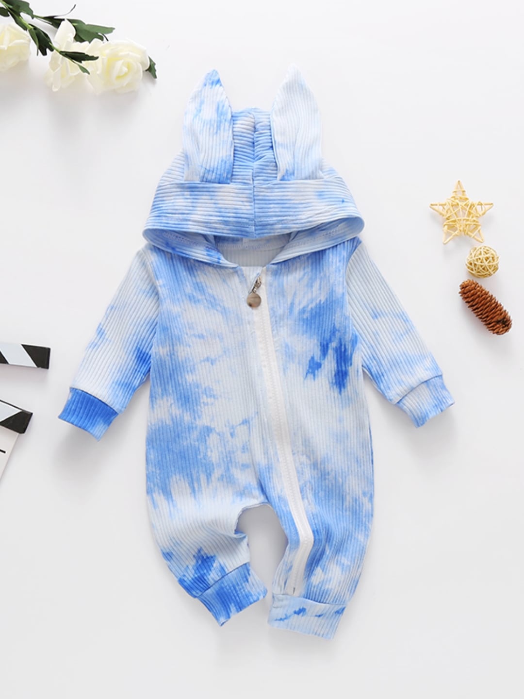 

StyleCast Girls Tie & Dyed Hooded Rompers, Blue