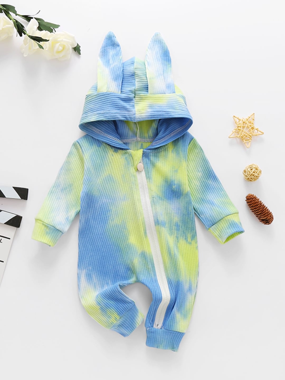 

StyleCast Girls Tie & Dyed Hooded Rompers, Green