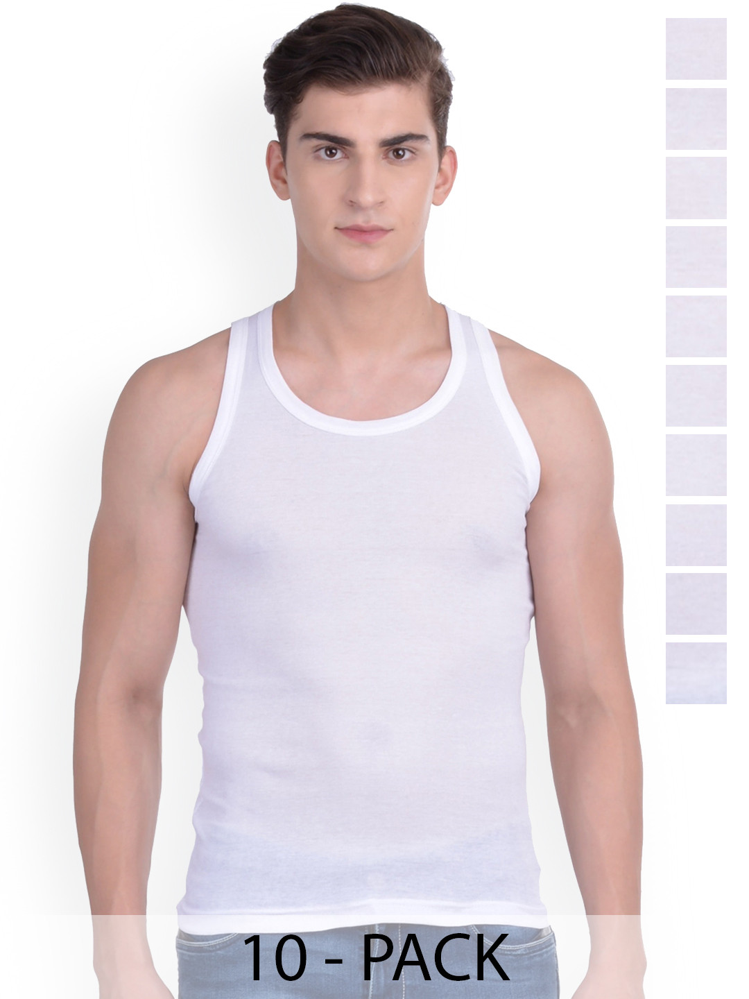 

Force NXT Pack Of 10 Cotton Innerwear Vests, White