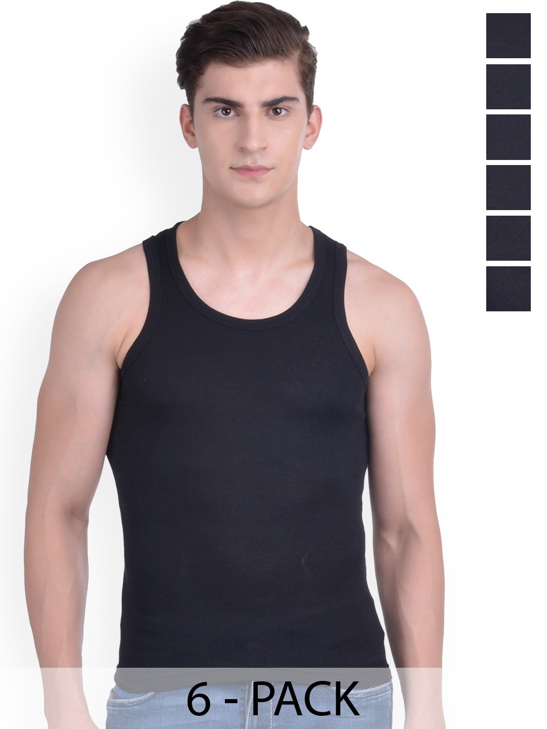 

Force NXT Pack Of 6 Cotton Innerwear Vests MNFR-231-BLACK-PO6