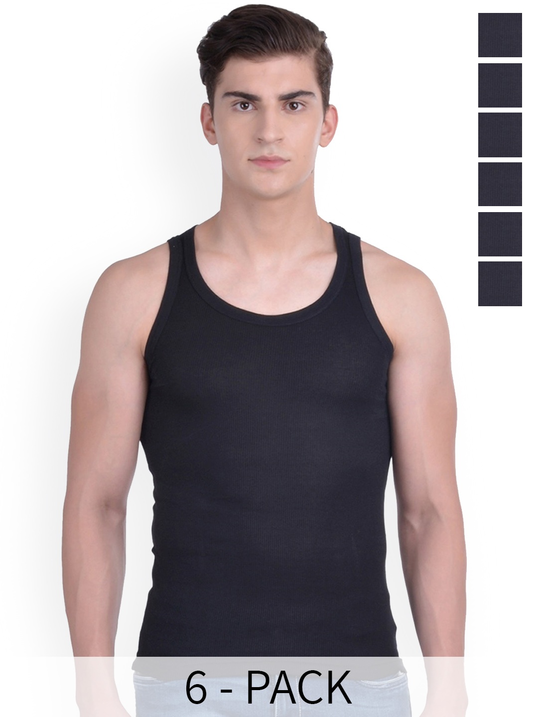 

Force NXT Pack Of 6 Cotton Innerwear Vests MNFR-236-BLACK-PO6