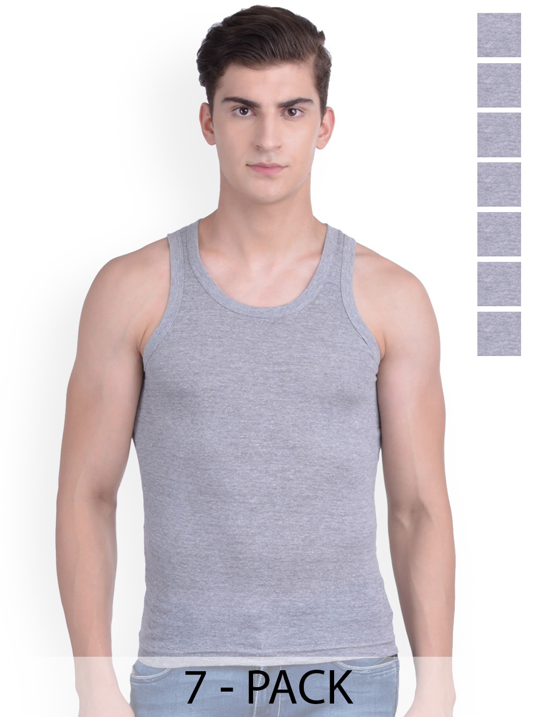 

Force NXT Pack Of 7 Cotton Innerwear Vests, Grey