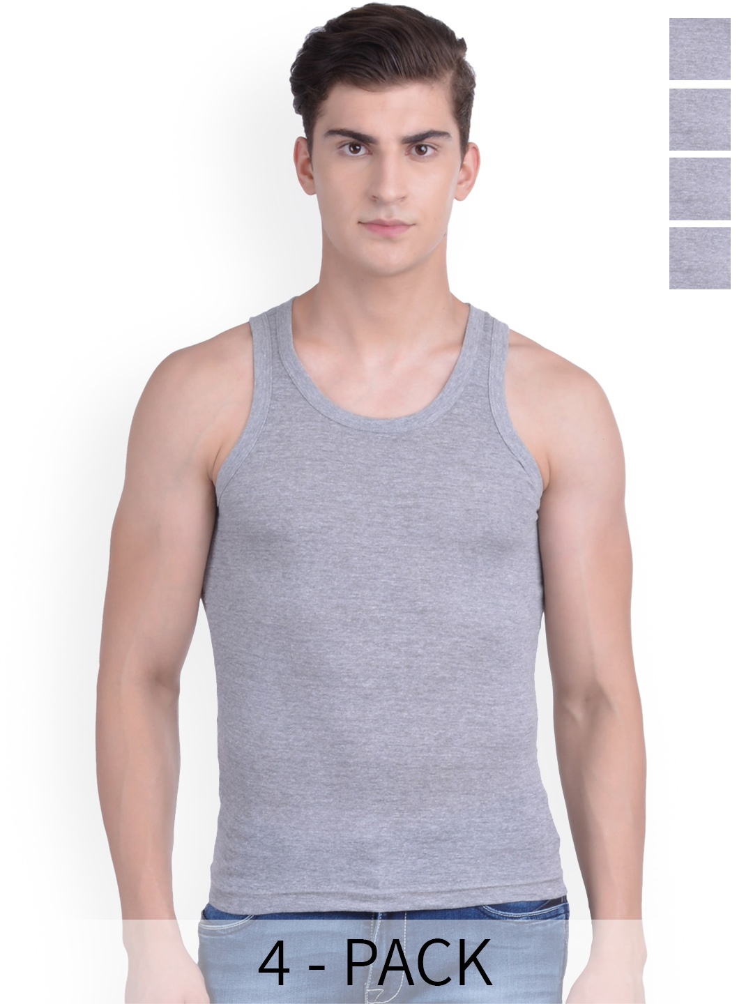 

Force NXT Pack Of 4 Cotton Innerwear Vests, Grey