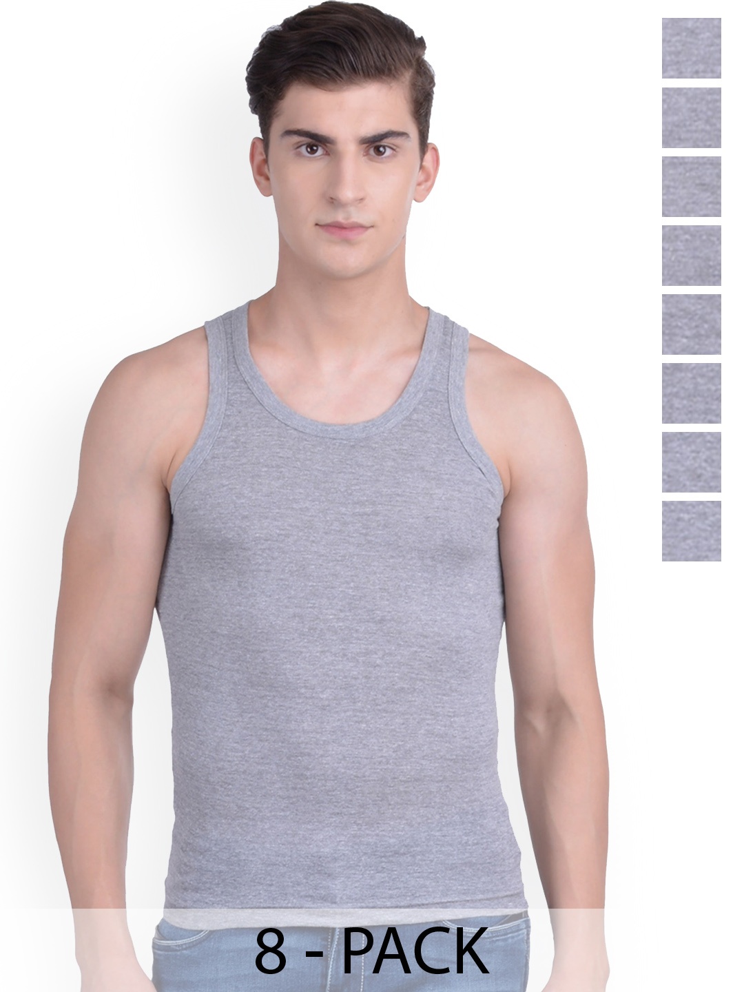 

Force NXT Pack Of 8 Cotton Innerwear Vests, Grey