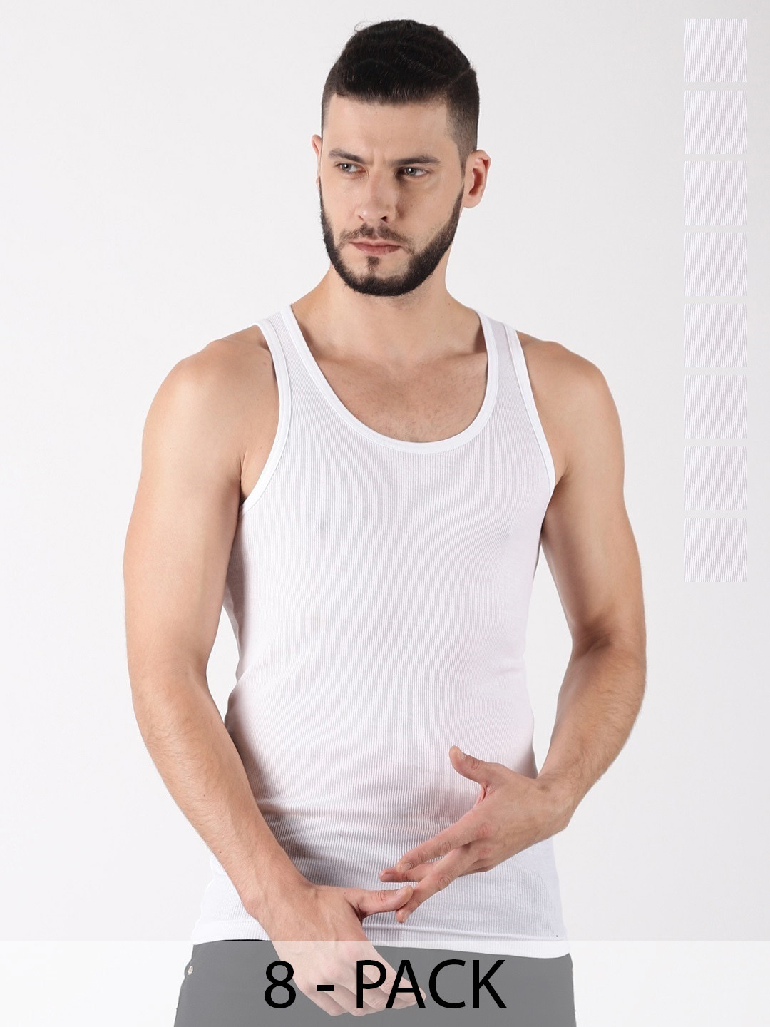 

Force NXT Pack Of 8 Cotton Innerwear Vests, White
