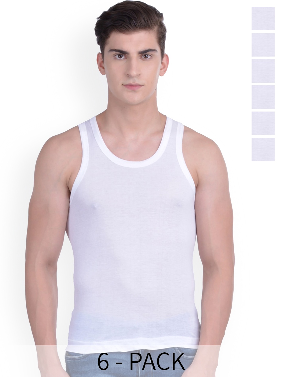 

Force NXT Pack Of 6 Cotton Innerwear Vests MNFF, White