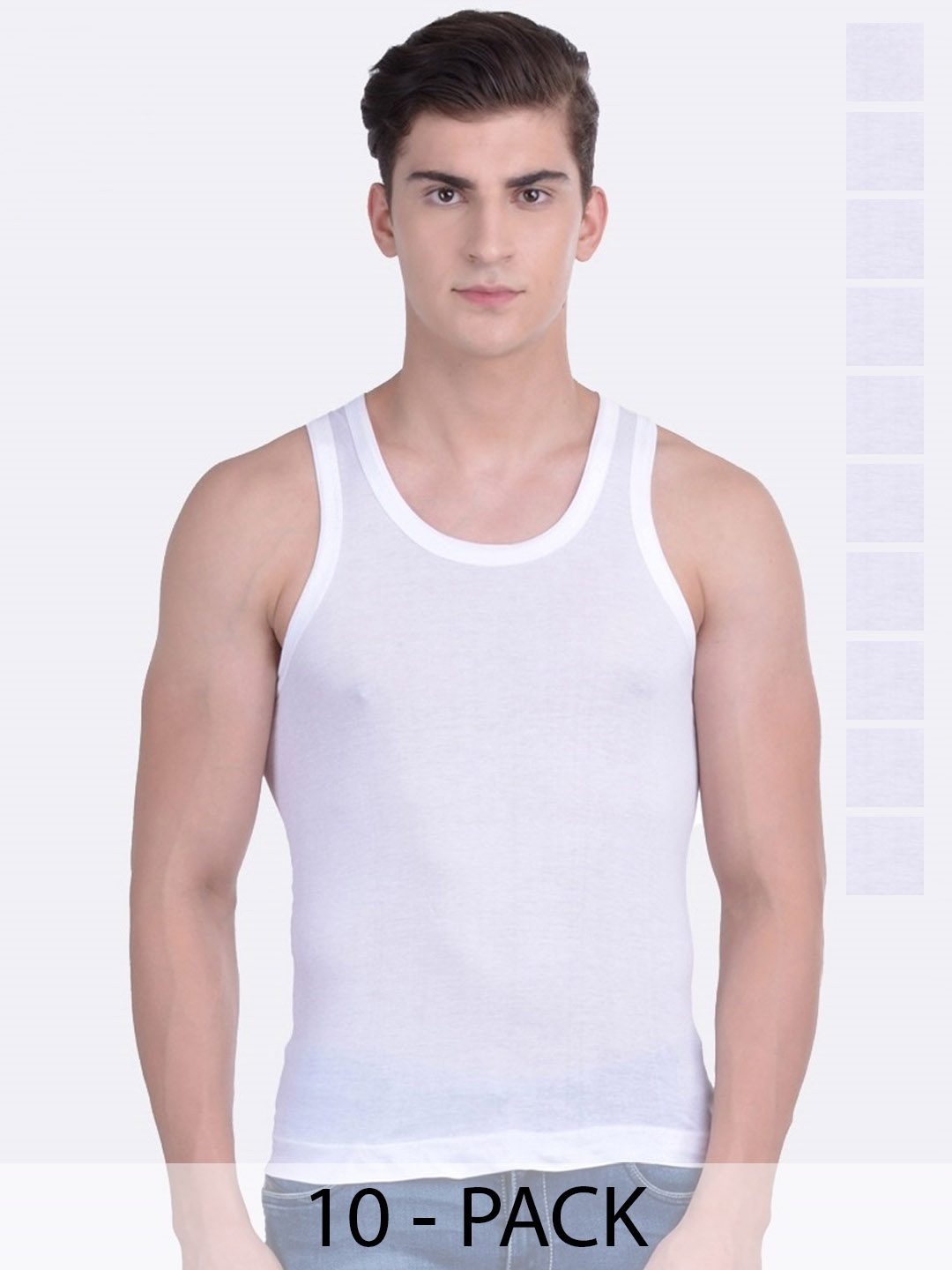 

Force NXT Pack Of 10 Cotton Undershirt Innerwear Vests, White