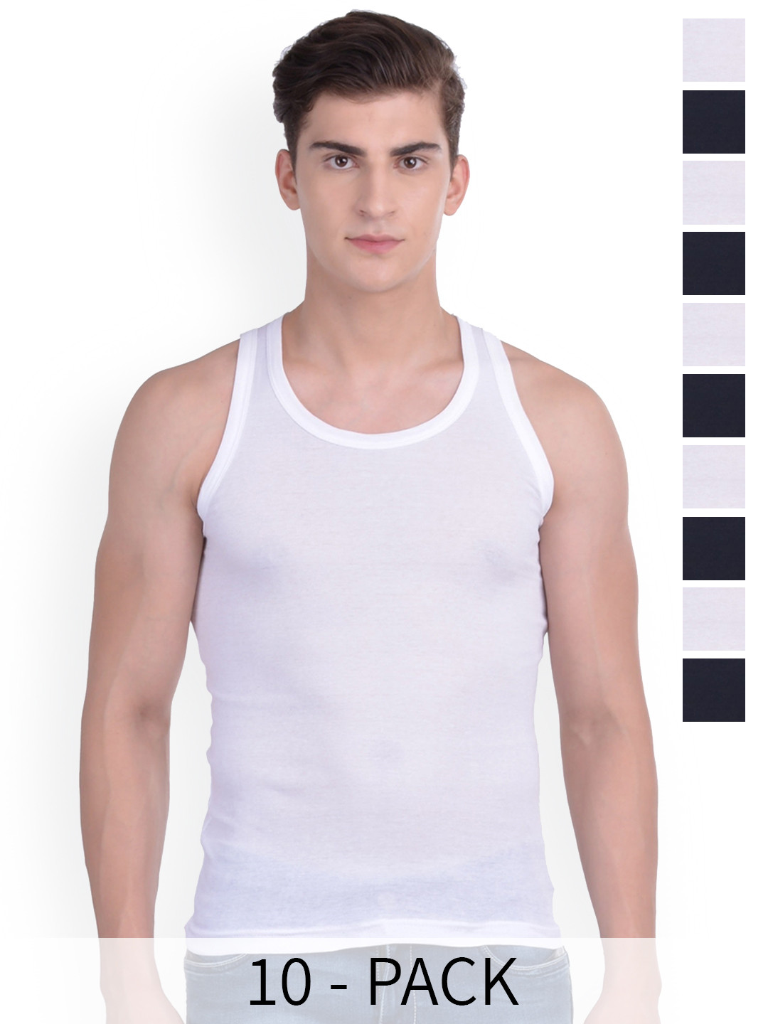 

Force NXT Pack Of 10 Cotton Rich Sleeveless Innerwear Vests, White