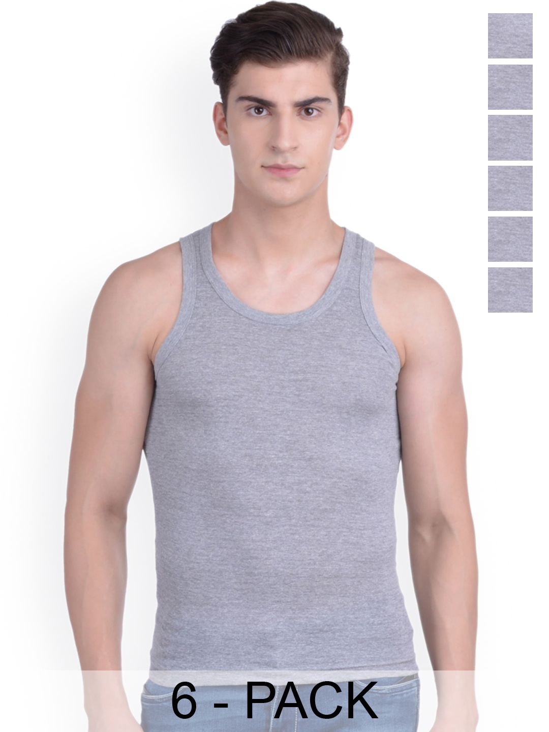 

Force NXT Pack Of 6 Cotton Innerwear Vests, Grey