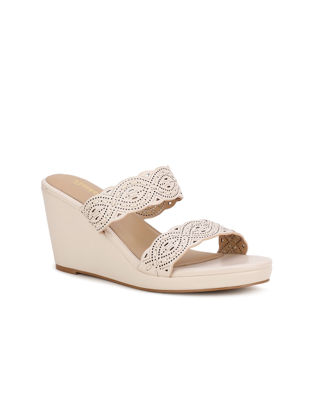 

Bata Laser Cut Wedge Heels, Beige