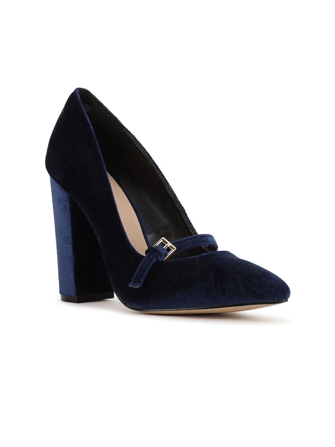 

Bata Buckle Detailed Block Heeled Pumps, Navy blue