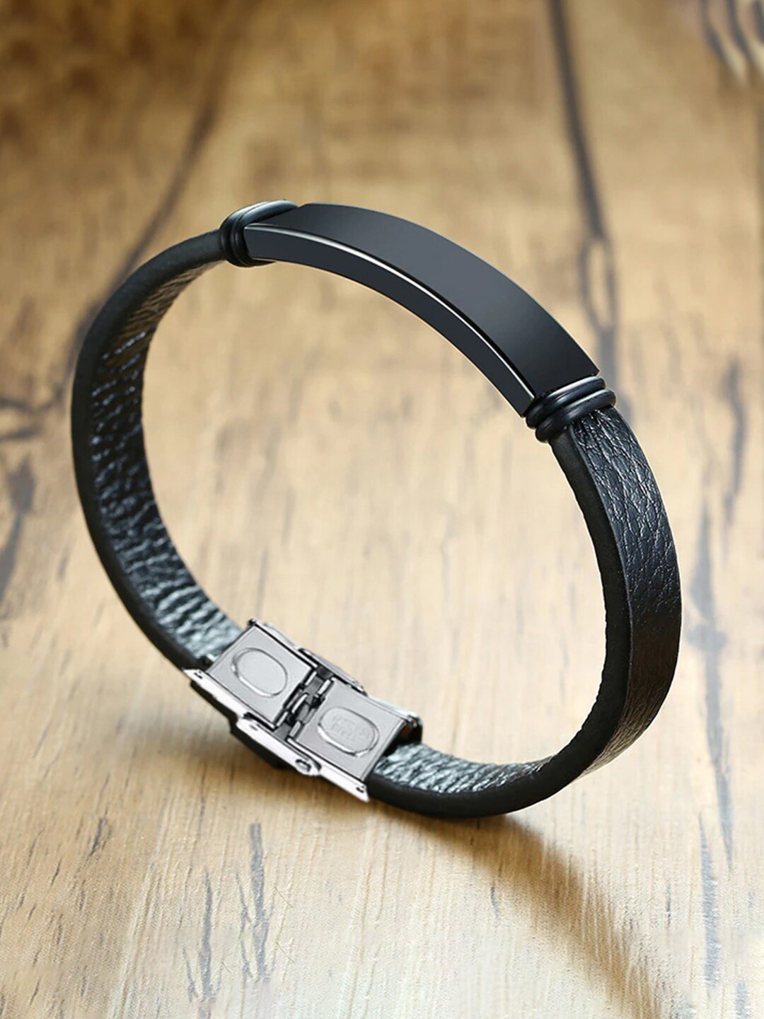 

WROGN Men Alloy Wraparound Bracelet, Black
