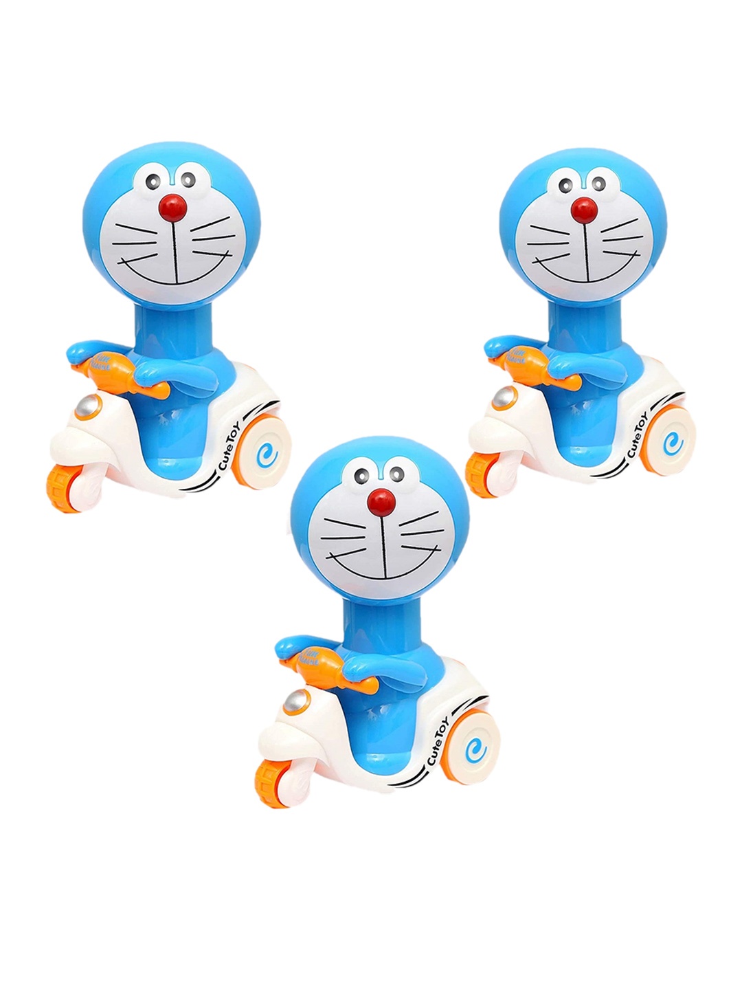 

OPINA Kids Pack Of 3 Press To Go Inertial Cute Doraemon Scooter Toys, White