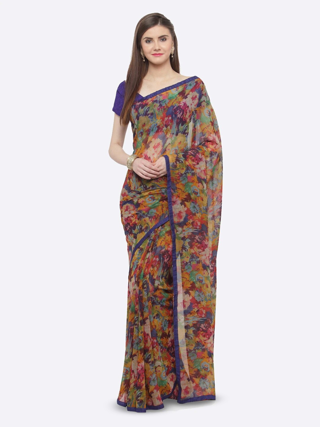 

KALINI Floral Printed Saree, Blue