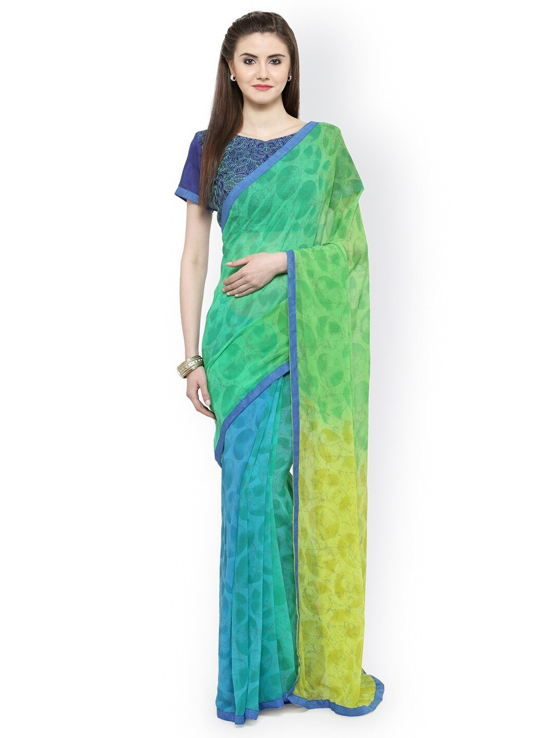 

KALINI Tie and Dye Printed Saree, Blue