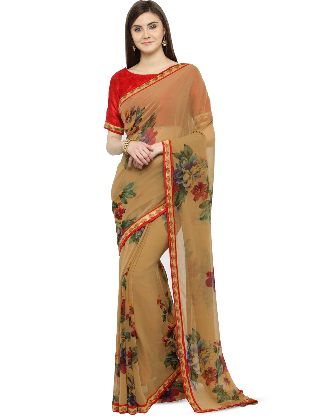 

KALINI Floral Printed Saree, Beige