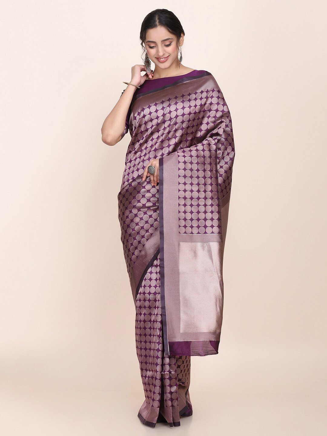 

KALINI Woven Design Saree, Purple