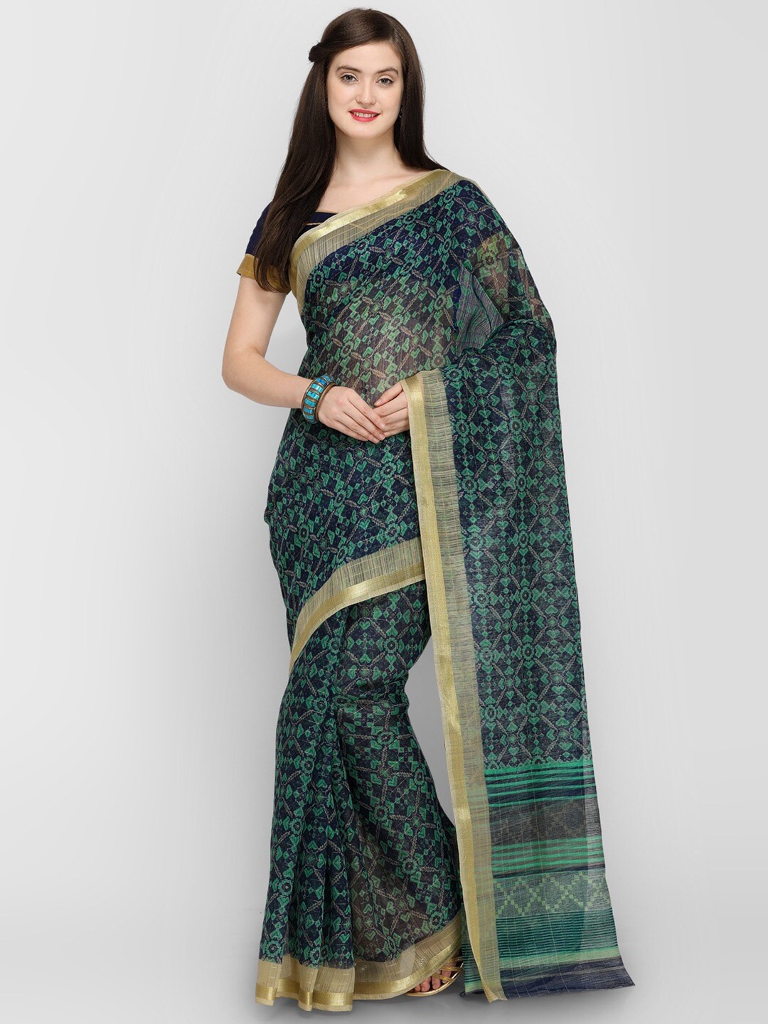 

KALINI Ethnic Motifs Zari Saree, Blue