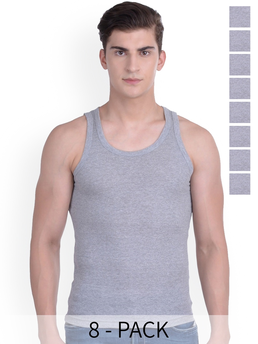 

Force NXT Pack Of 8 Cotton Innerwear Vests MNFR-236-GREY-PO8