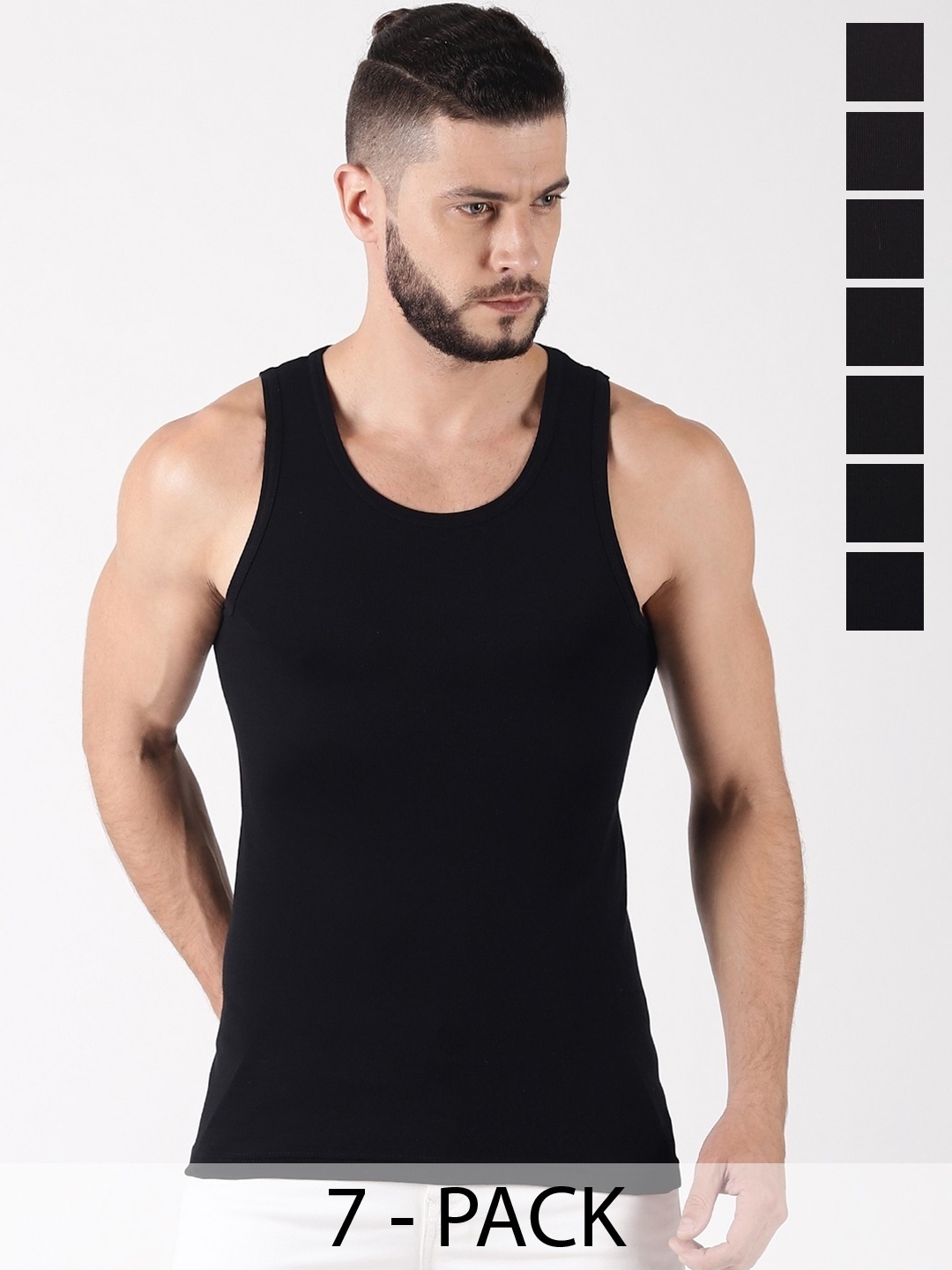 

Force NXT Pack Of 7 Cotton Innerwear Vests, Black