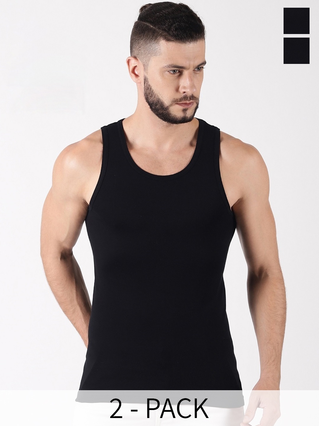 

Force NXT Pack Of 2 Cotton Innerwear Vests, Black