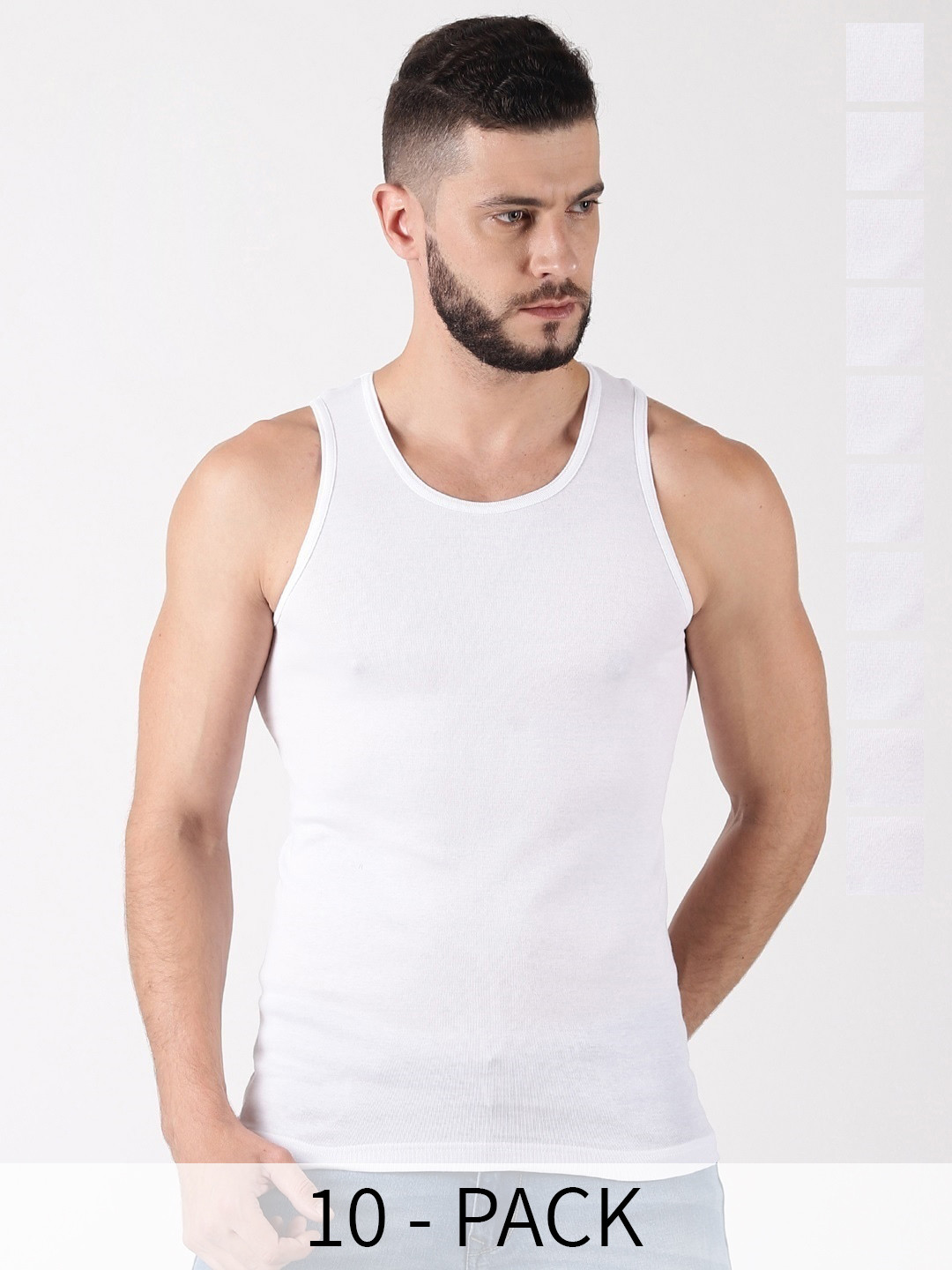 

Force NXT Pack Of 10 Cotton Innerwear Vests, White