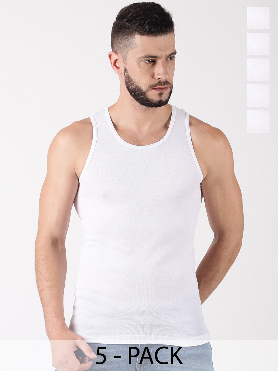 

Force NXT Pack of 5 Cotton Sleeveless Innerwear Vests MNFR-237-WHITE-PO5