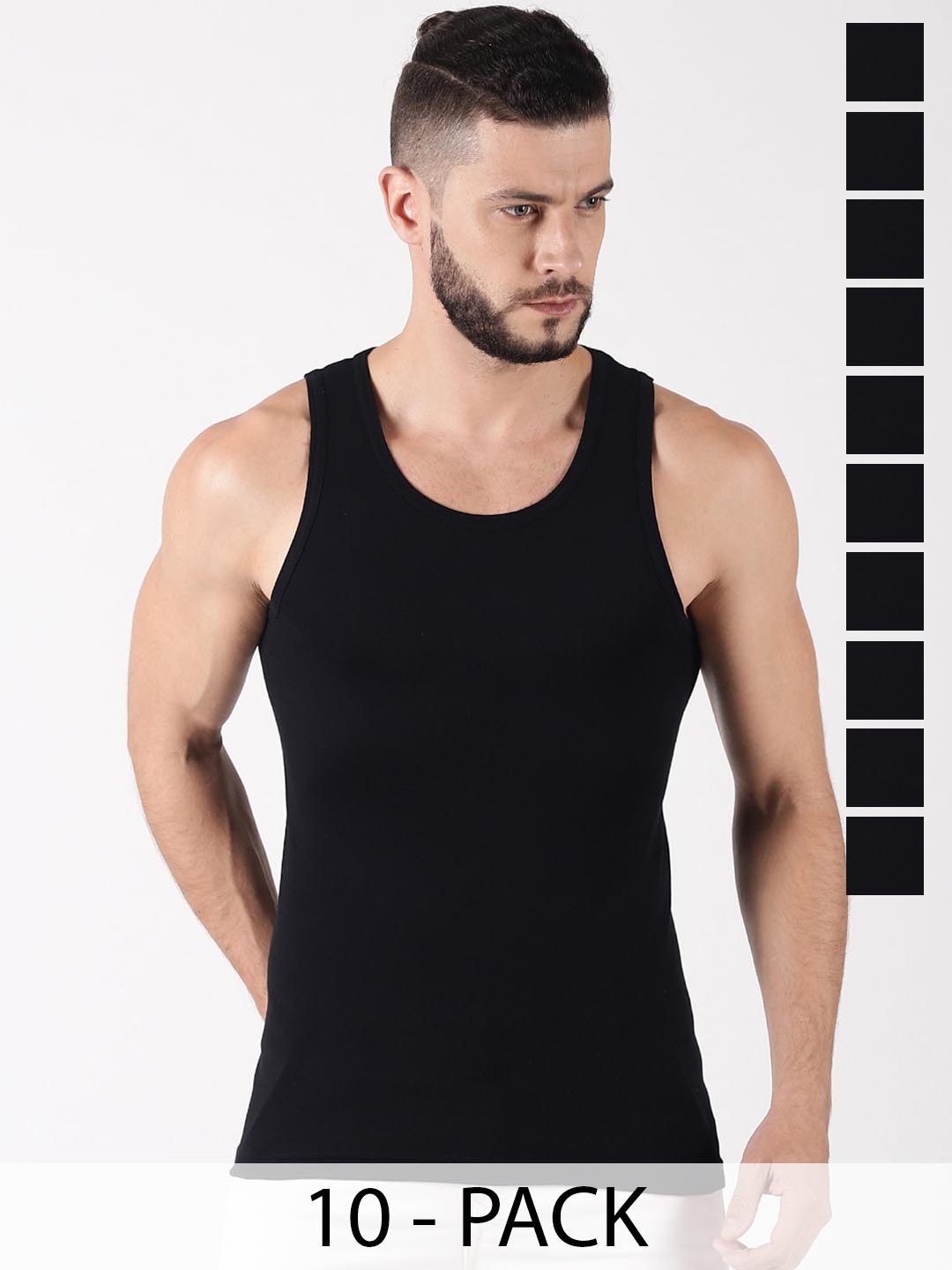 

Force NXT Pack Of 10 Cotton Innerwear Vests MNFR-237-BLACK-PO10