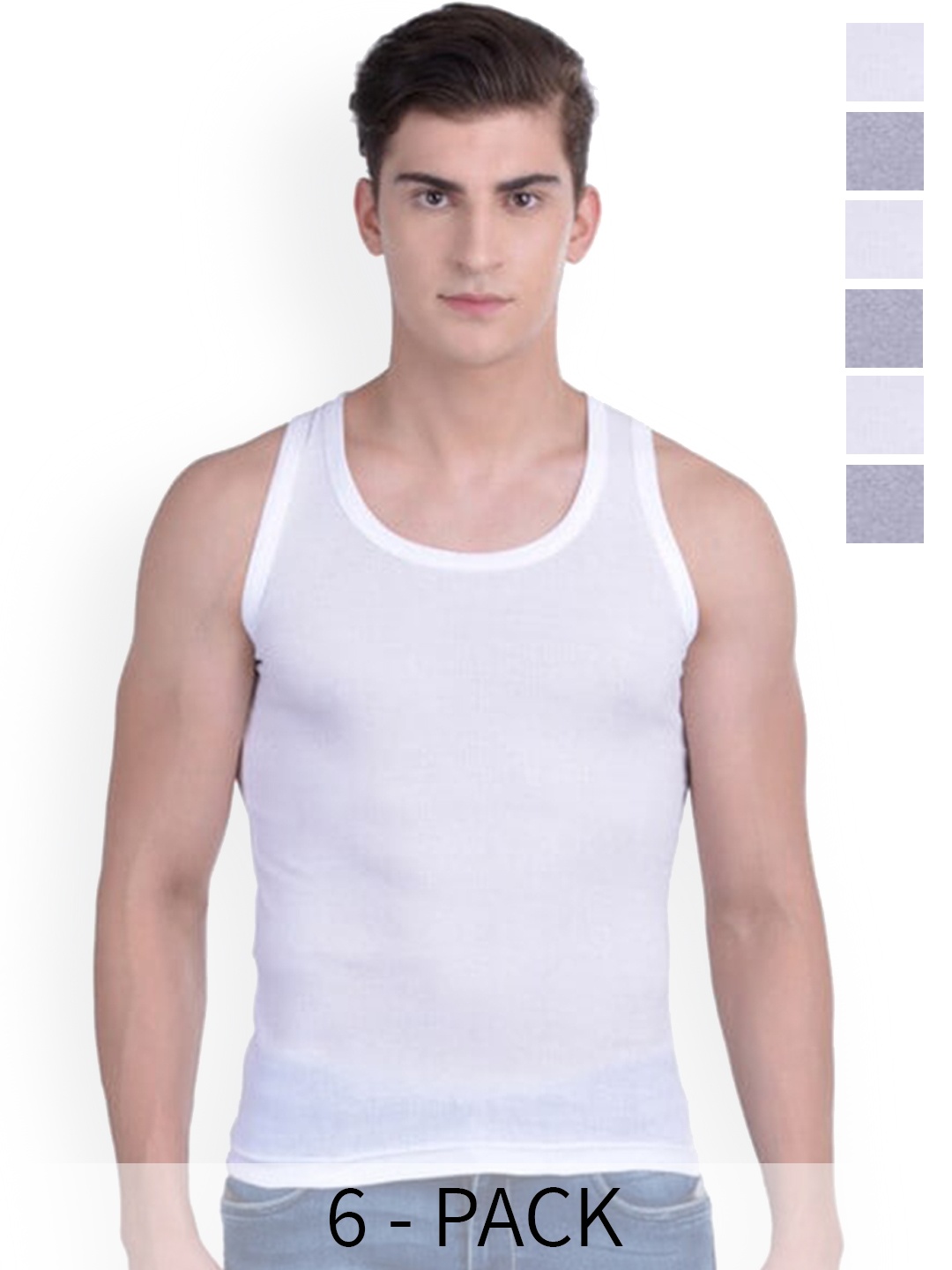 

Force NXT Pack Of 6 Cotton Innerwear Vests- MNFR-236-WHITE-GREY-PO6