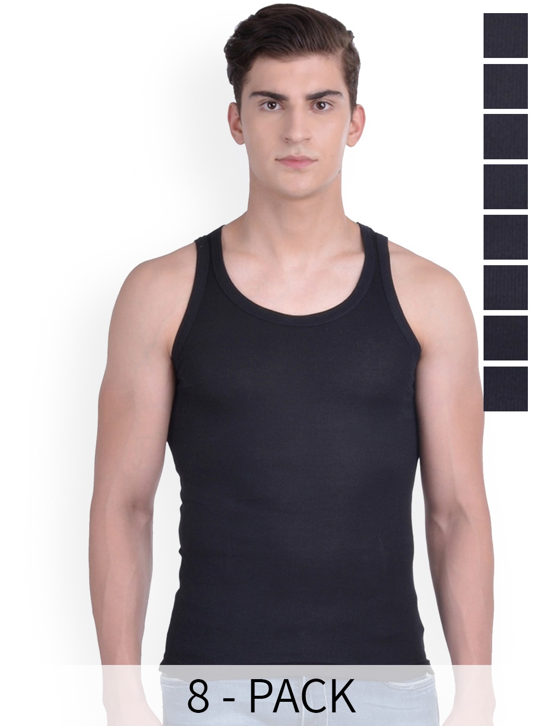 

Force NXT Pack Of 8 Cotton Innerwear Vests MNFR-236-BLACK-PO8