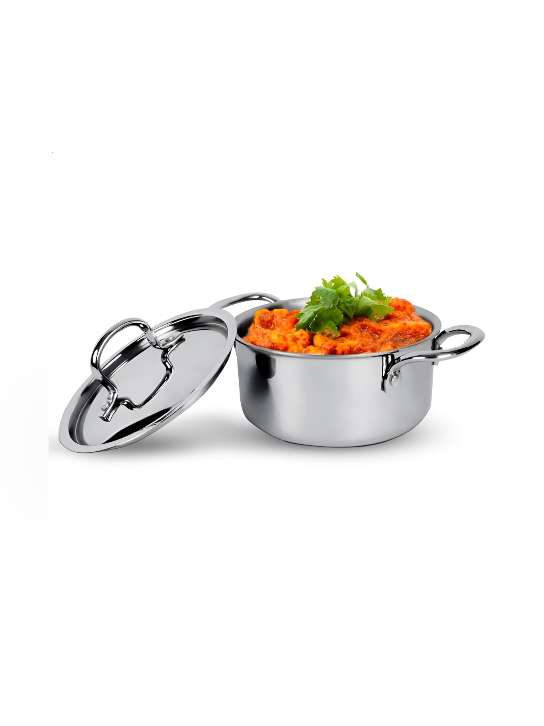 

USHA SHRIRAM Silver Toned Stainless Steel Induction Base Cook & Serve Casserole With Lid