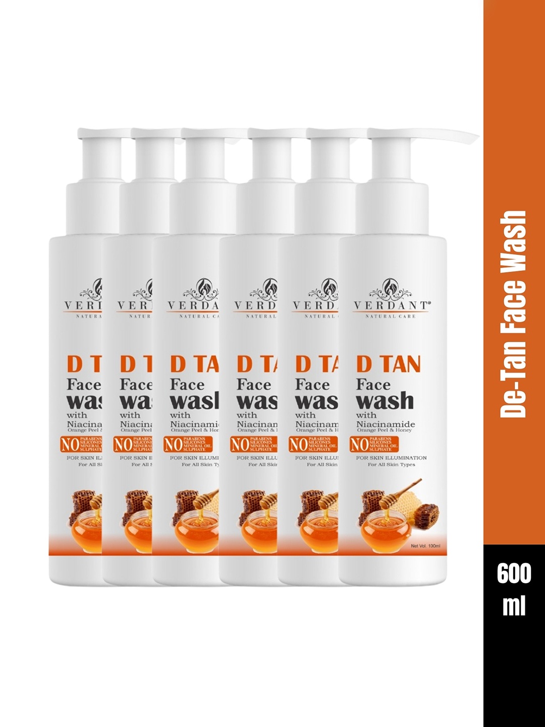 

Verdant Natural Care Set Of 6 De Tan Face Wash For Tan Removal - 100ml Each, White