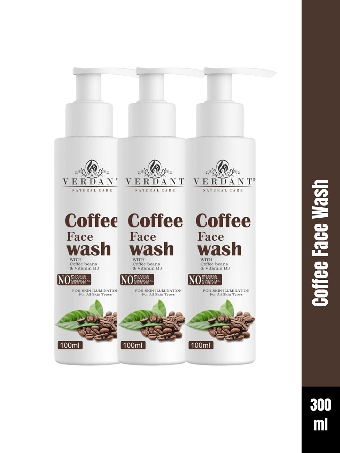 

Verdant Natural Care 3-Pcs Coffee Face Wash With Vitamin B3 - 100ml Each, Na