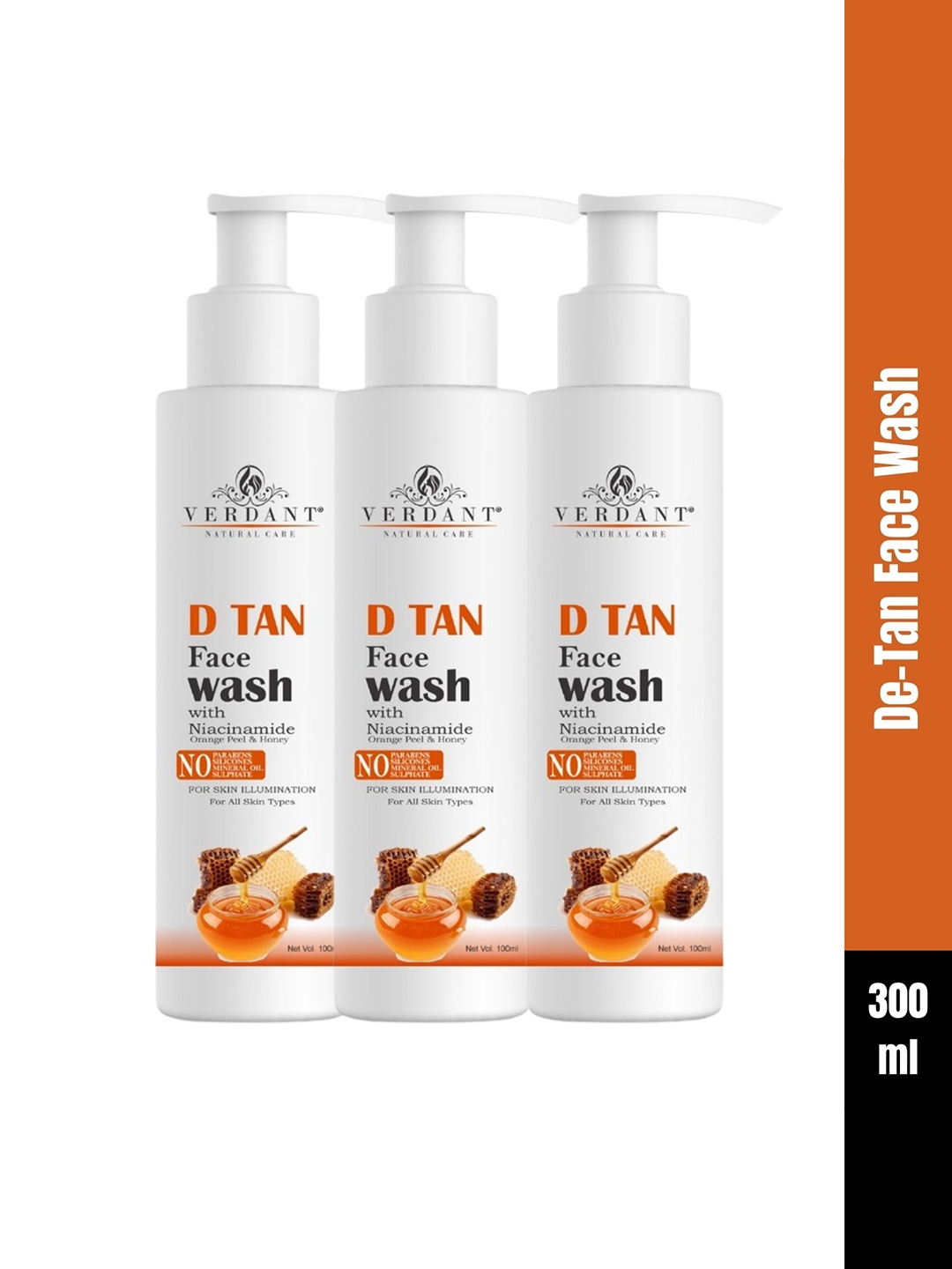 

Verdant Natural Care Set Of 3 De Tan Face Wash For Tan Removal - 100ml Each, White