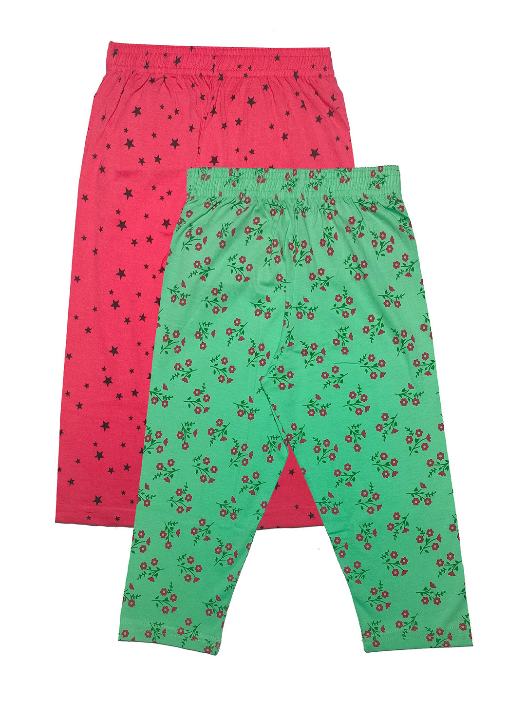

BAESD Girls Pack Of 2 Printed Relaxed Fit Mid-Rise Cotton Capris, Green