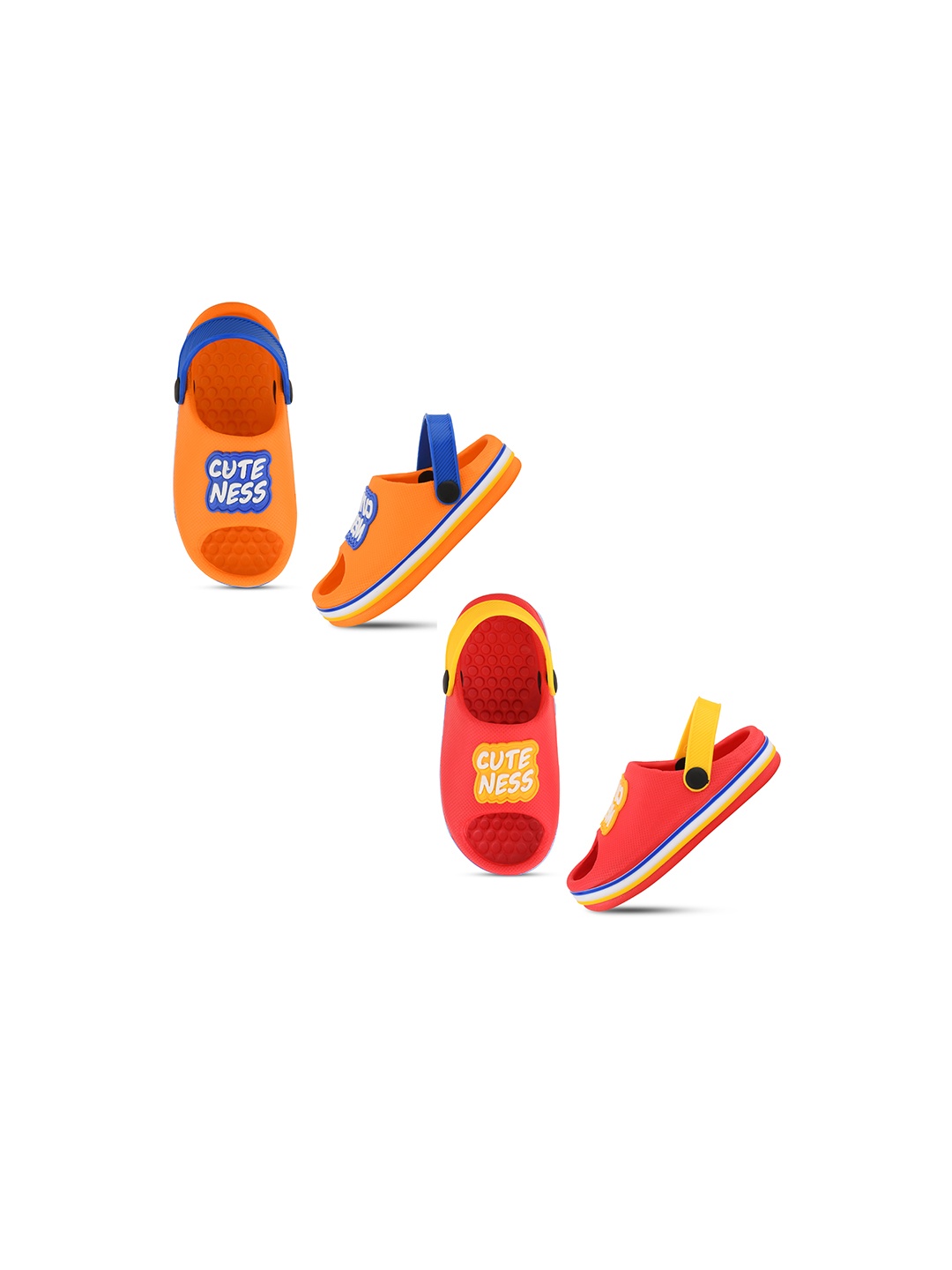 

Smartots Kids Set Of 2 Printed Clogs, Orange