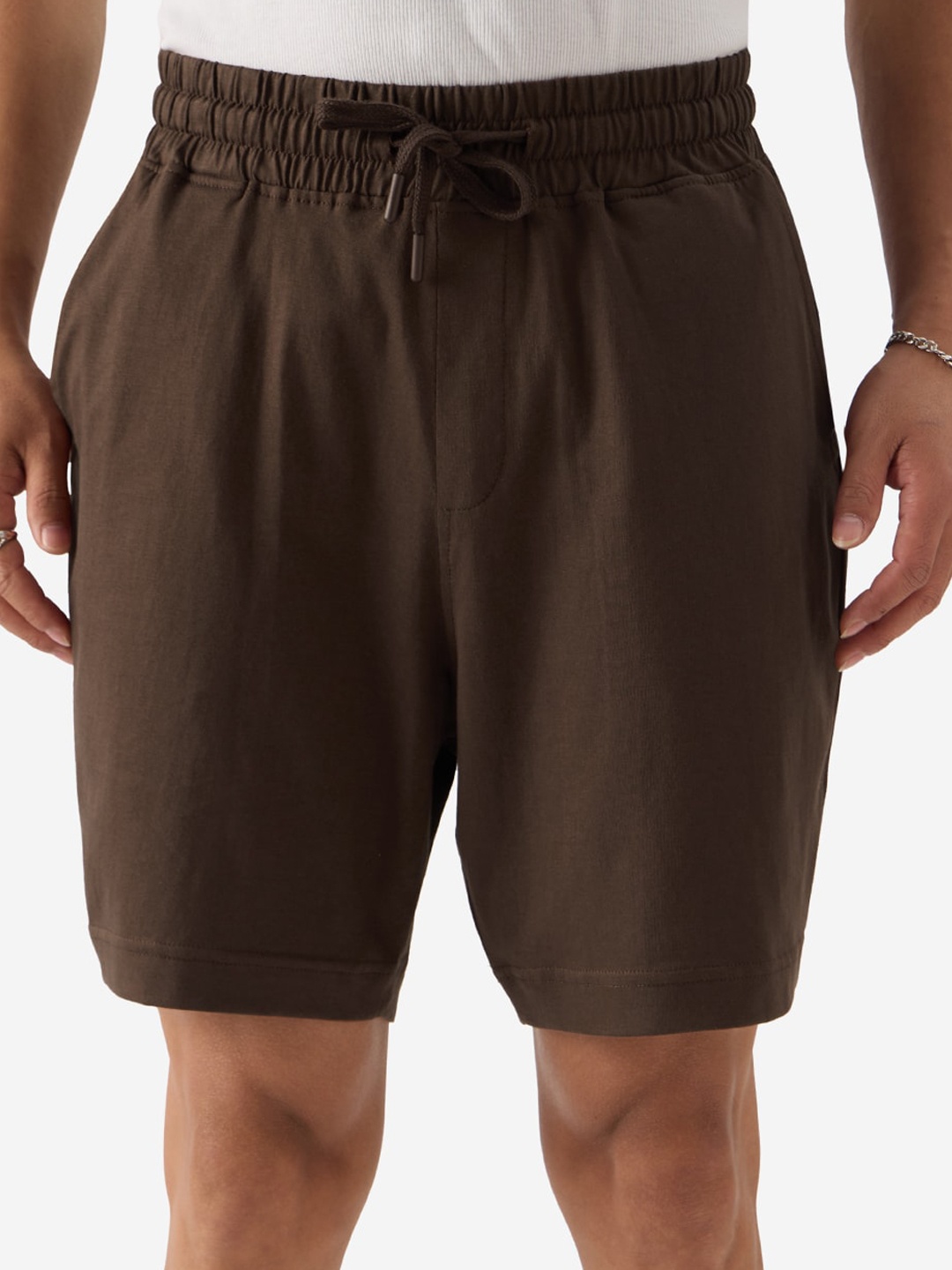 

The Souled Store Men Coffee Brown Mid-Rise Pure Coton Shorts