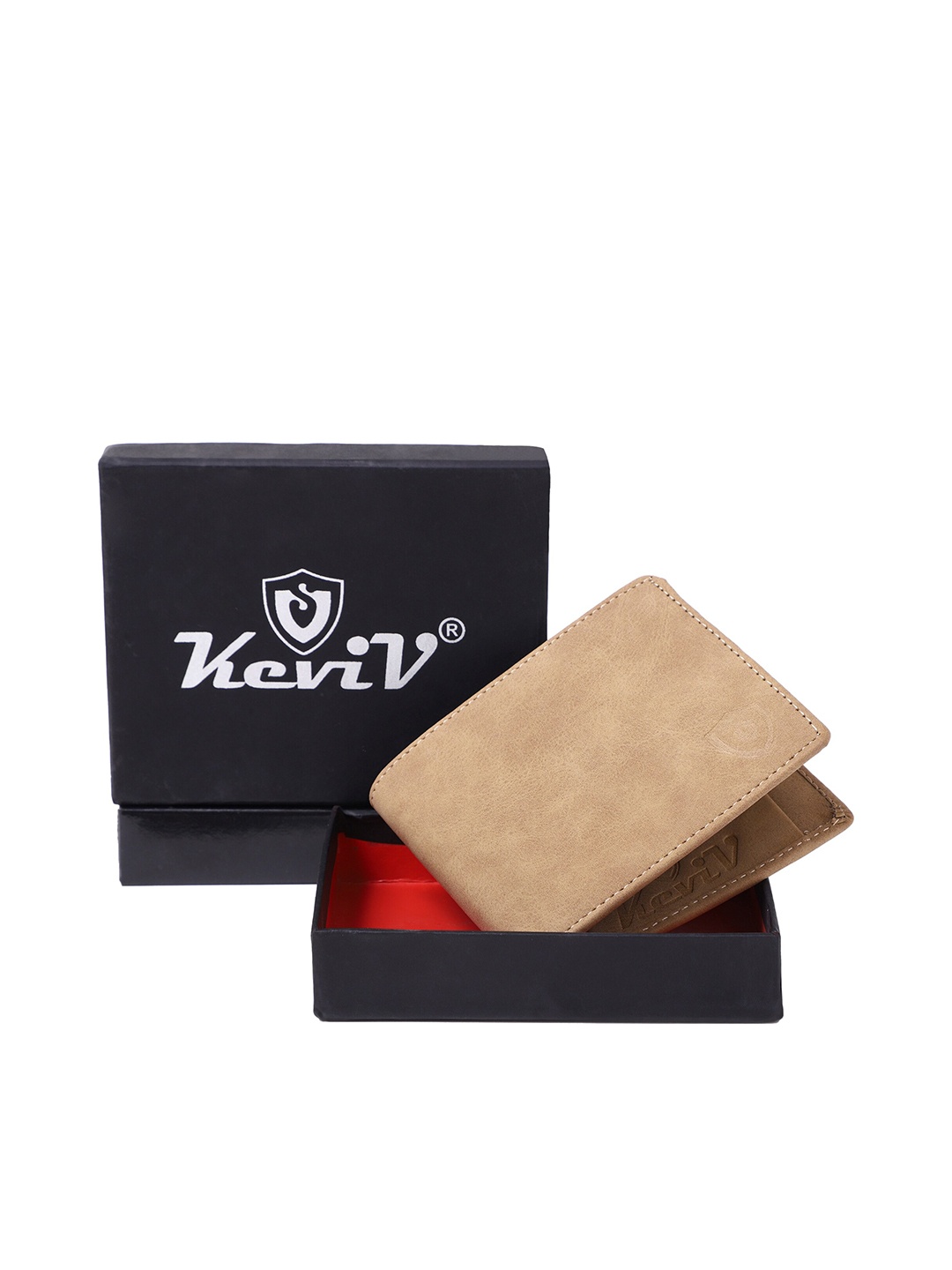 

Keviv Textured Leather RFID Two Fold Wallet, Brown