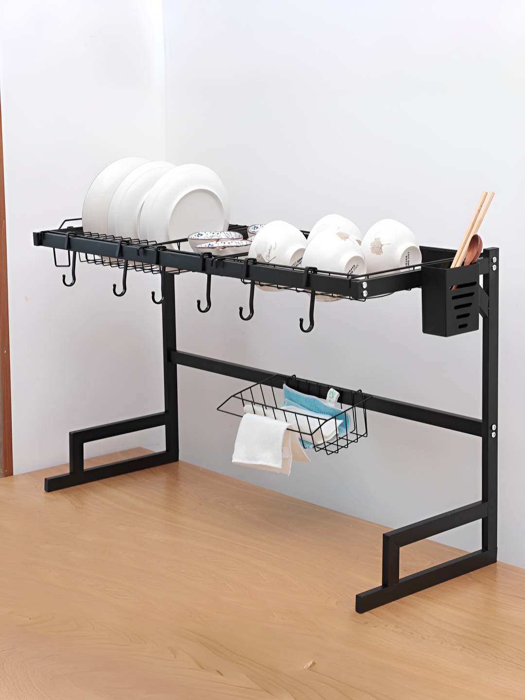 

USHA SHRIRAM Black Metal Corner Seasoning Rack