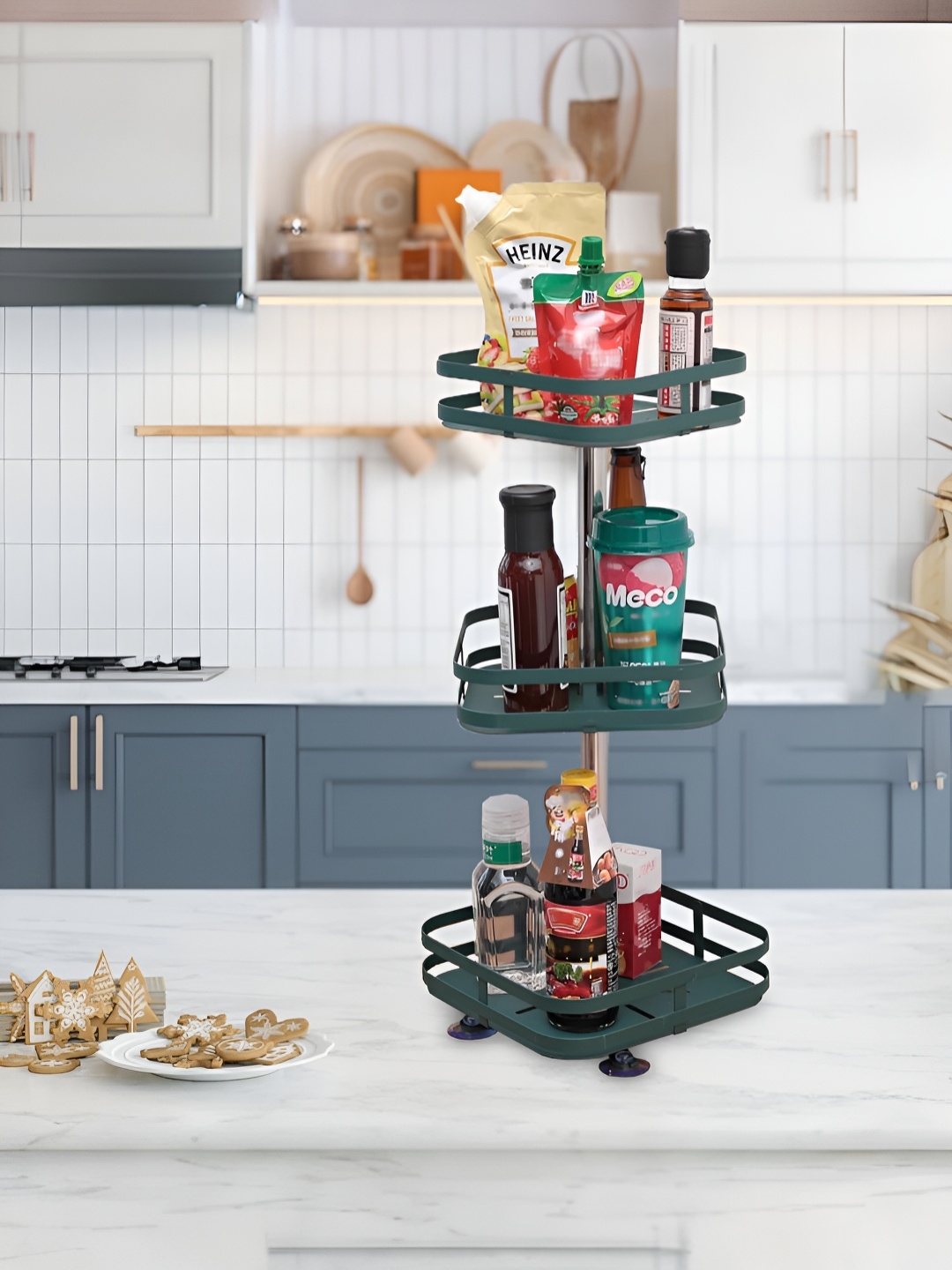 

USHA SHRIRAM Green Metal Revolving Rack