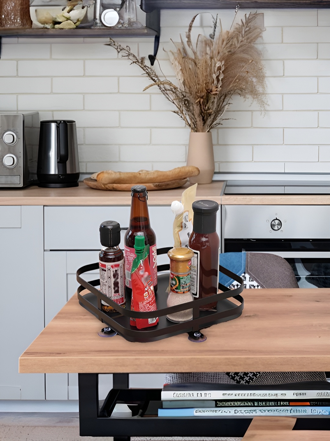 USHA SHRIRAM Black Metal Revolving Rack