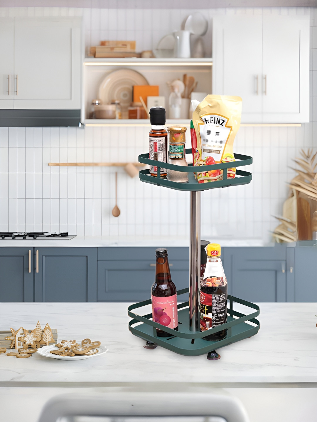 

USHA SHRIRAM Green Metal Revolving Rack