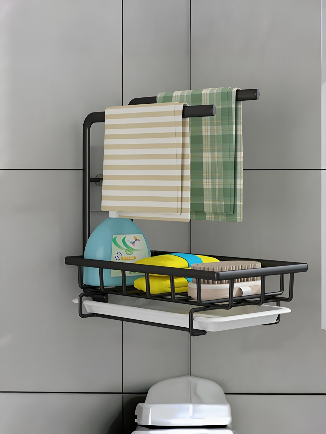 

USHA SHRIRAM Black Metal Rotatable Lid Rag Holder