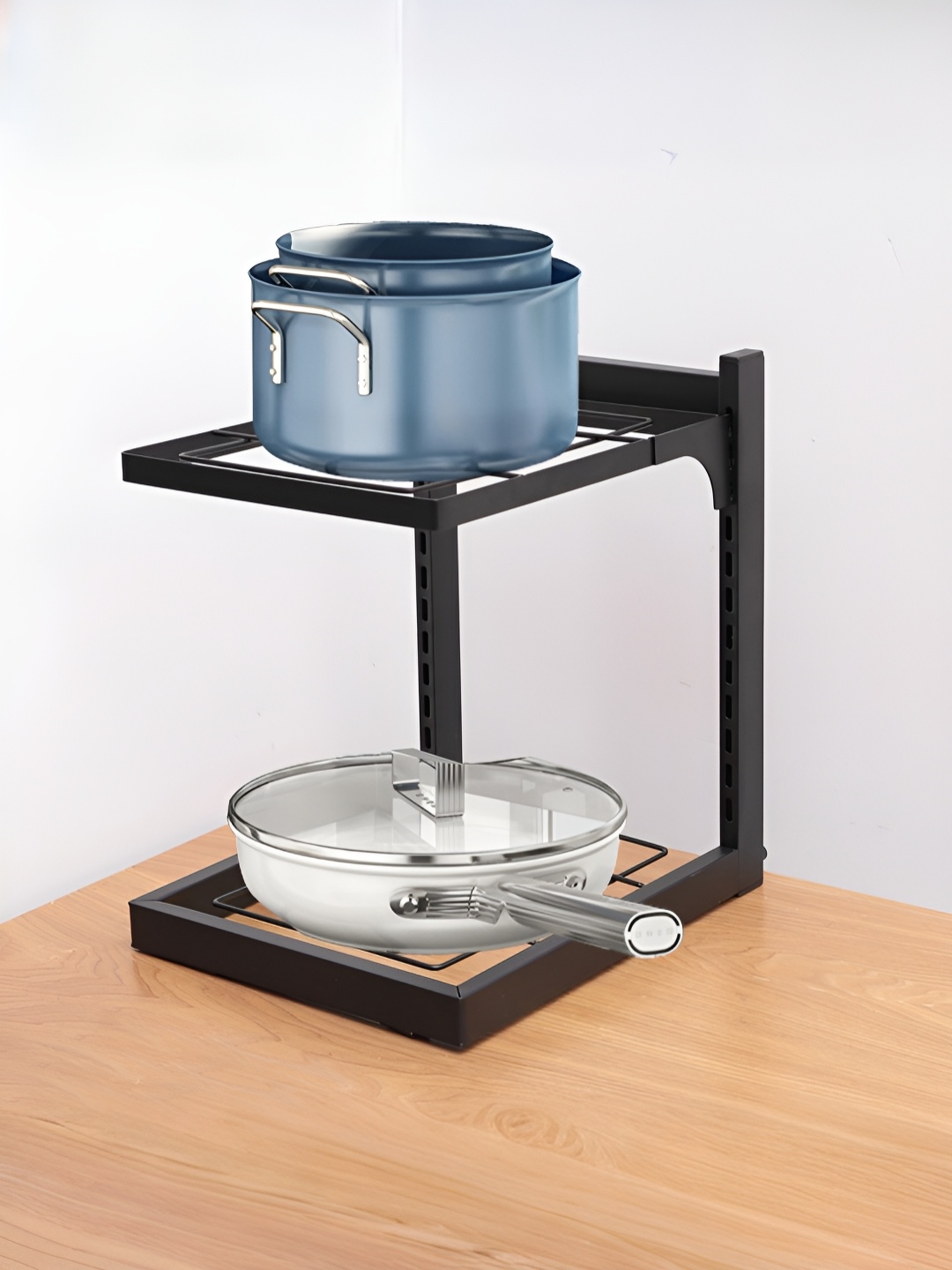 

USHA SHRIRAM Black Metal 2-Layer Pots and Pans Organiser