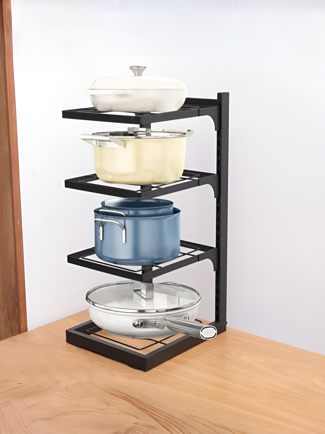 

USHA SHRIRAM Black Metal Pot Rack