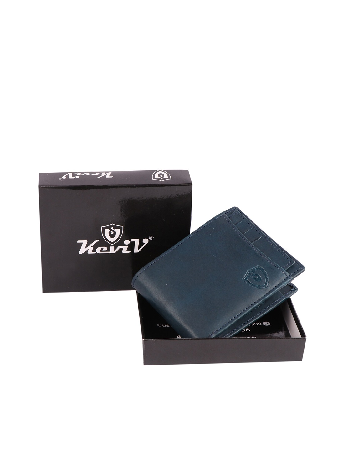 

Keviv Men Leather Two Fold Wallet, Navy blue