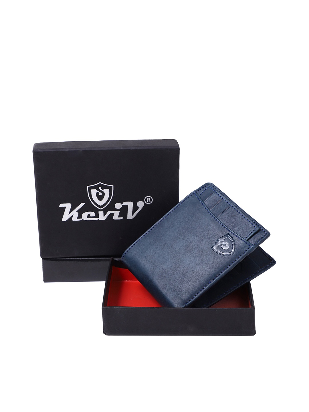 

Keviv Men Leather Two Fold Wallet, Navy blue