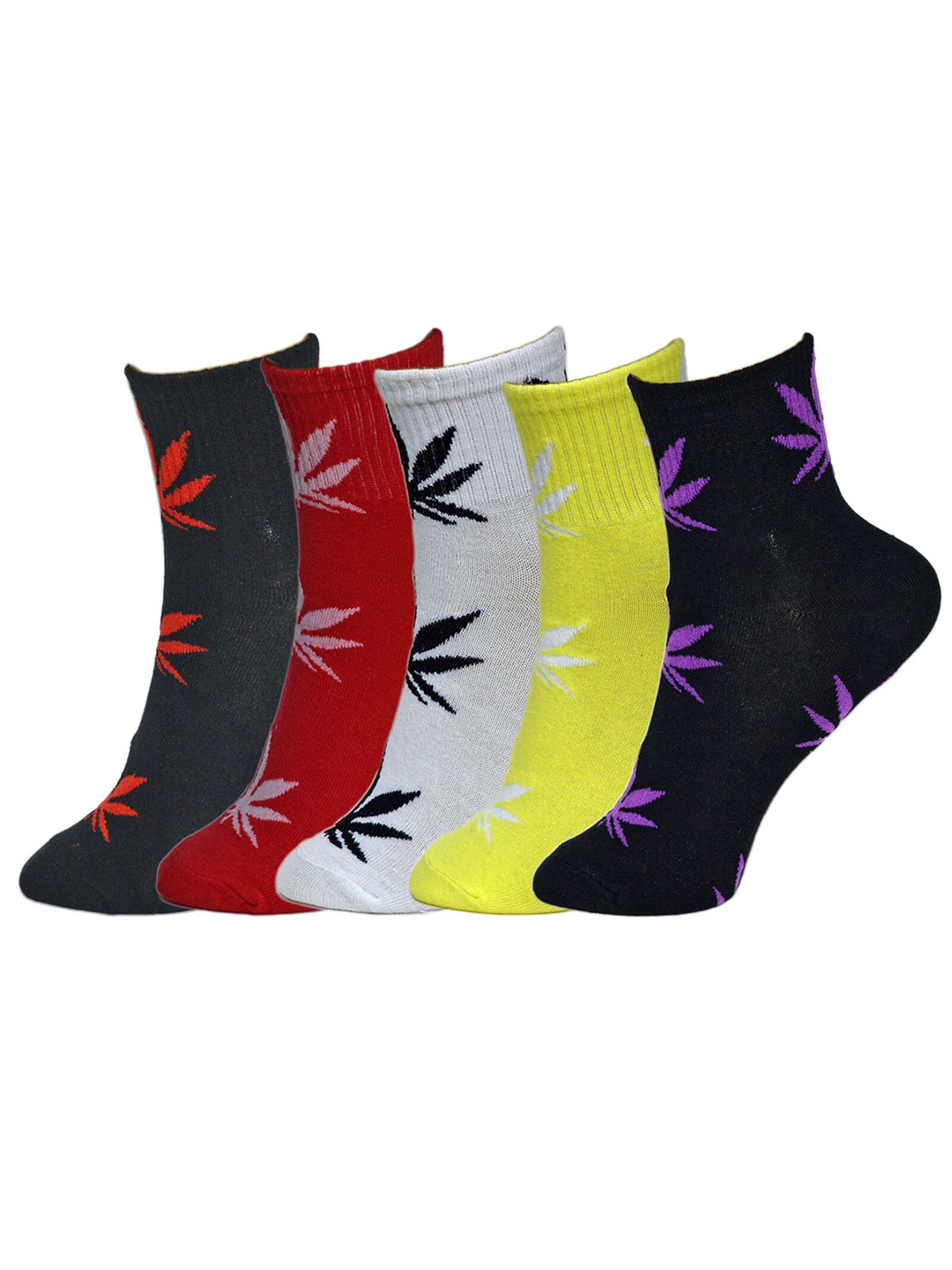 

BAESD Unisex Pack Of 5 Printed Ankle Length Socks, Red