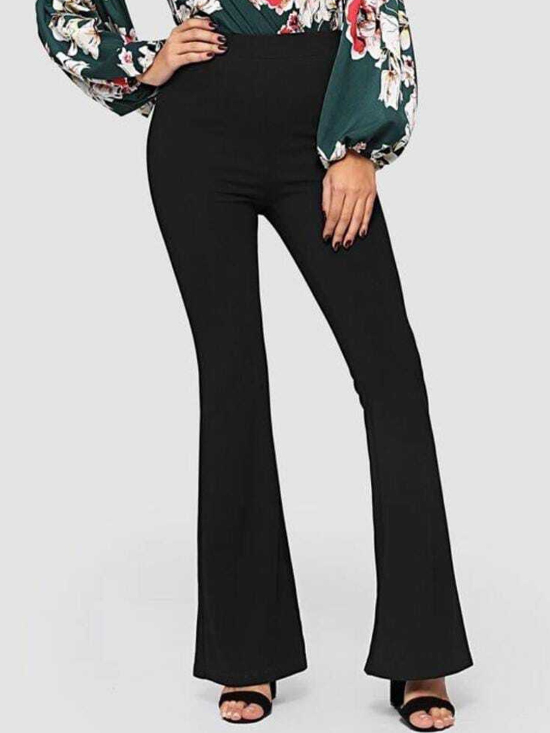 

BROADSTAR Women Relaxed High-Rise Easy Wash Bootcut Trousers, Black